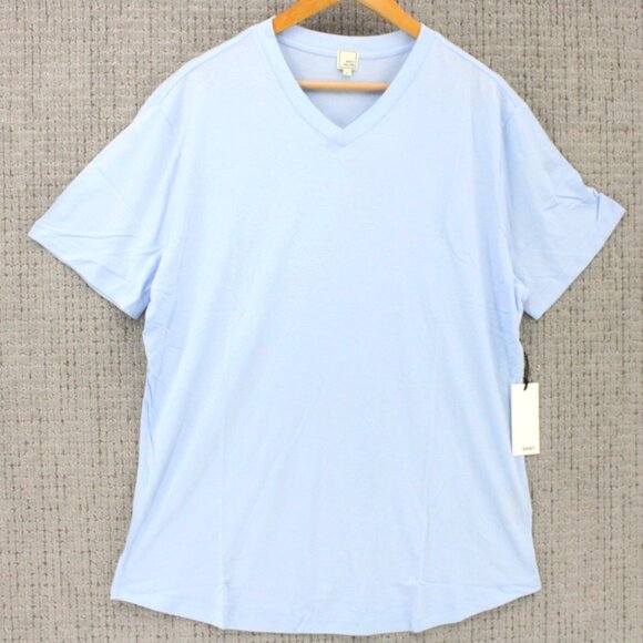 SWET TAILOR Shirt Mens XL Light Blue Short Sleeve Lightweight V Neck NWT - Picture 1 of 9